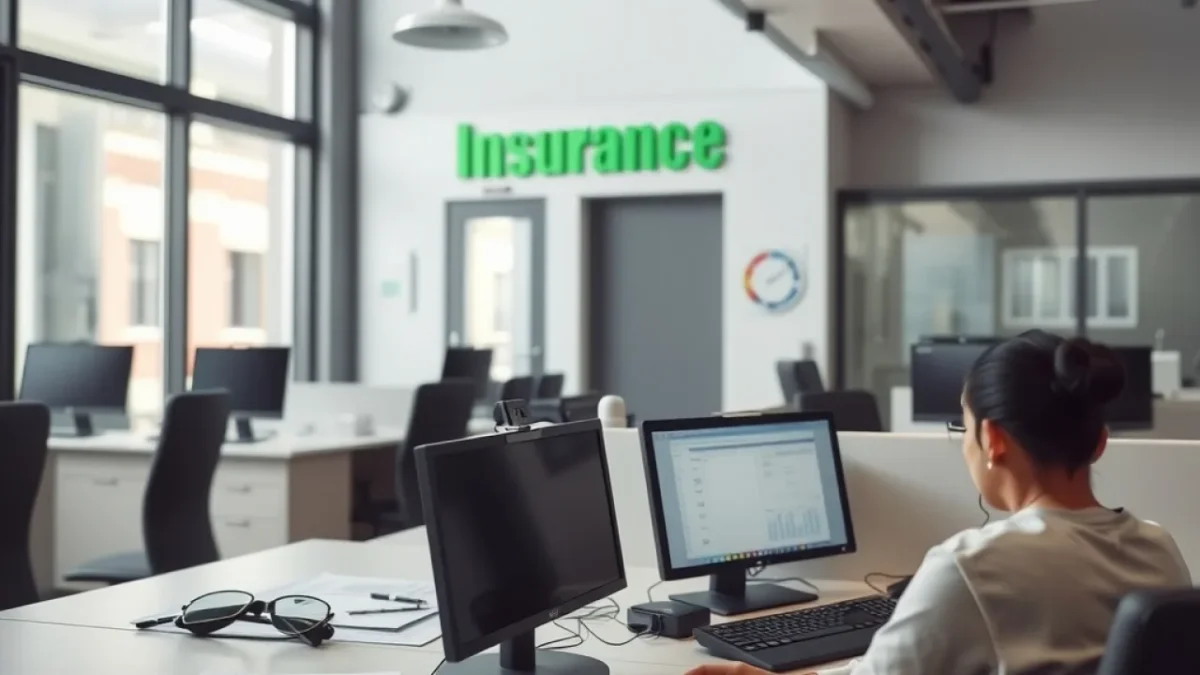 Brighthouse Financial takeover: insurance office building interior with computers
