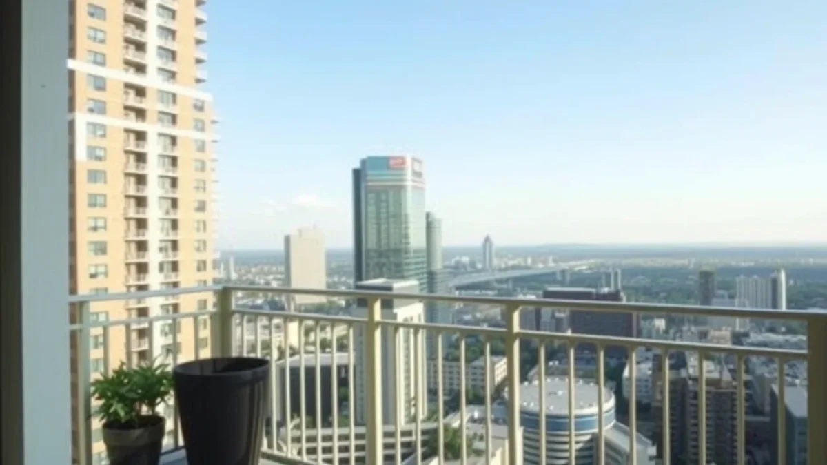 Fed official mortgage fraud: atlanta high-rise apartment exterior balcony afternoon light