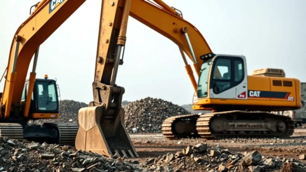 Landfill landslide Guinea explained: excavator at landfill site refuse disposal equipment