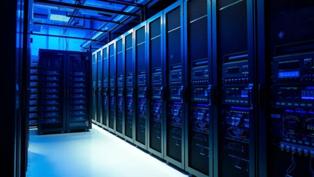 Voter eligibility lists: computer server racks in a data centre