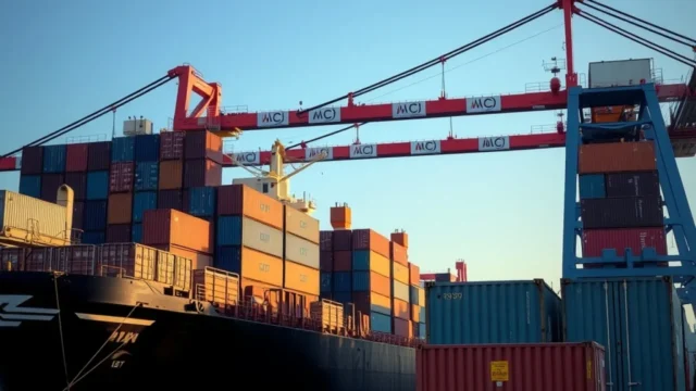 World Central Kitchen airstrike: cargo ship unloading containers at port
