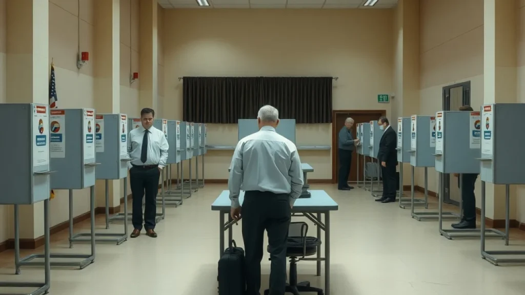 Voter eligibility lists explained: election polling station interior with voting booths