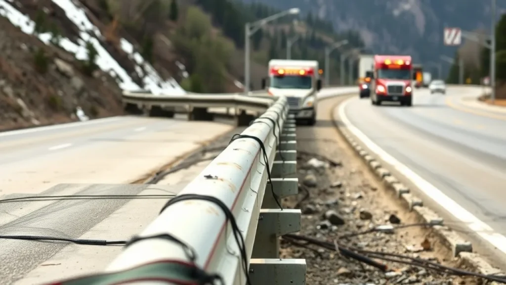Iran fuel tanker blast explained: damaged highway guardrail with skid marks emergency