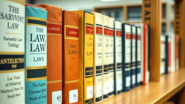 Cornell rape case prosecutor: law books on wooden shelf in library