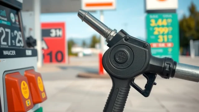 Google maps fuel prices: petrol pump nozzle at forecourt close-up fuel