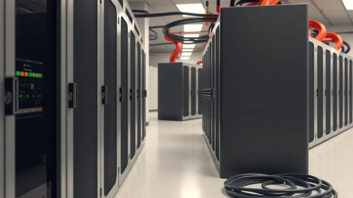 Bitcoin finance platform: blockchain data centre servers with cooling systems