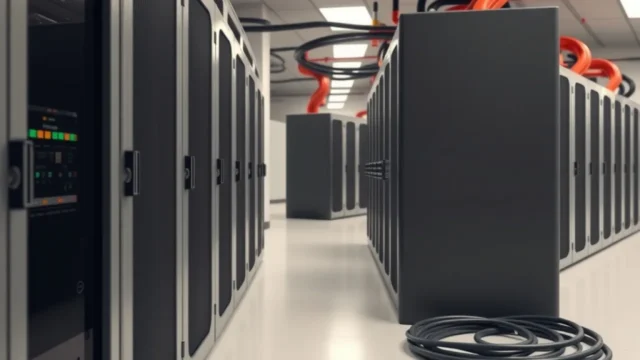 Bitcoin finance platform: blockchain data centre servers with cooling systems