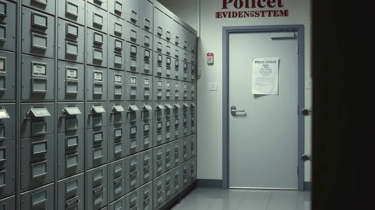 Ai model false information: police precinct evidence room filing system metal