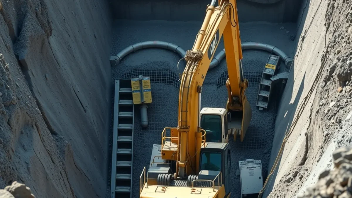 Australia resource revenue gap: mining excavator in open pit mine pit