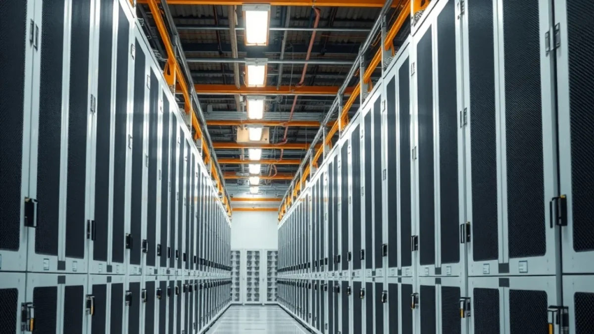 Data centre backlash: industrial warehouse rows server cooling equipment data
