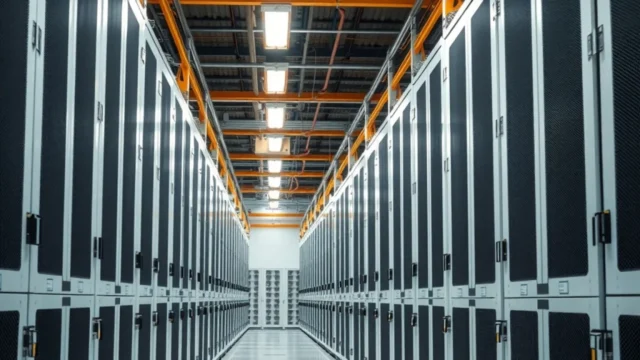Data centre backlash: industrial warehouse rows server cooling equipment data