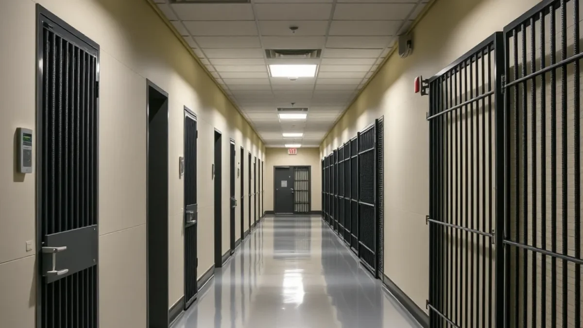 Detention centre fire case closed: detention centre corridors locked metal gates institutional