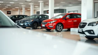 Penske automotive taken private: automotive dealership showroom interior with vehicles