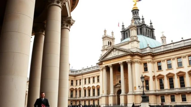 UK bank tax: uk parliament exterior westminster palace facade columns