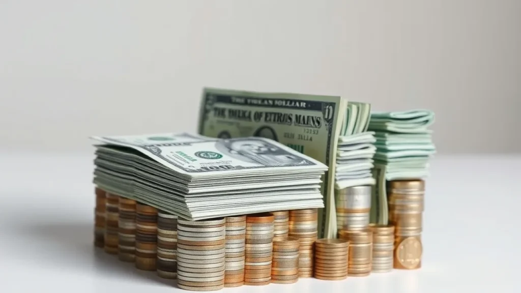Ai growth budget deficit explained: stacked us dollar bills and coins arranged