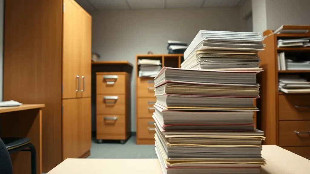 Reform UK asylum suspension explained: administrative office desk with filing cabinets